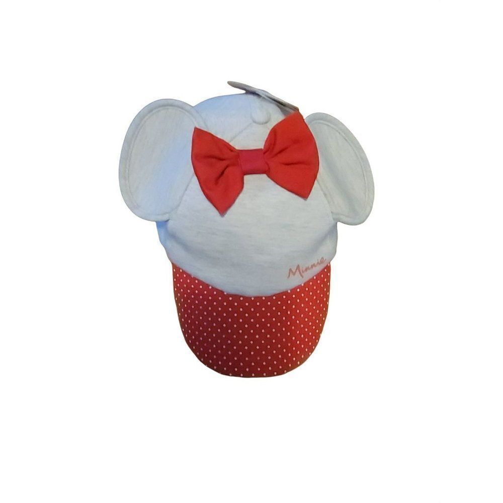 Disney Girls Gray Red Polka Dot Minnie Mouse Baseball Cap Size Toddler